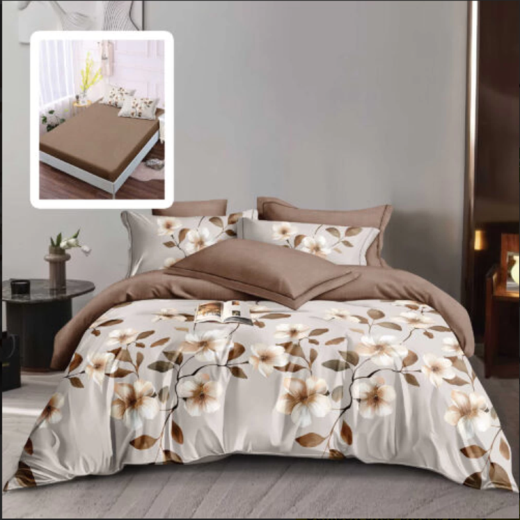 Lenjerie de pat Bej-Maro Floral Lenjerie de pat Bej-Maro Floral